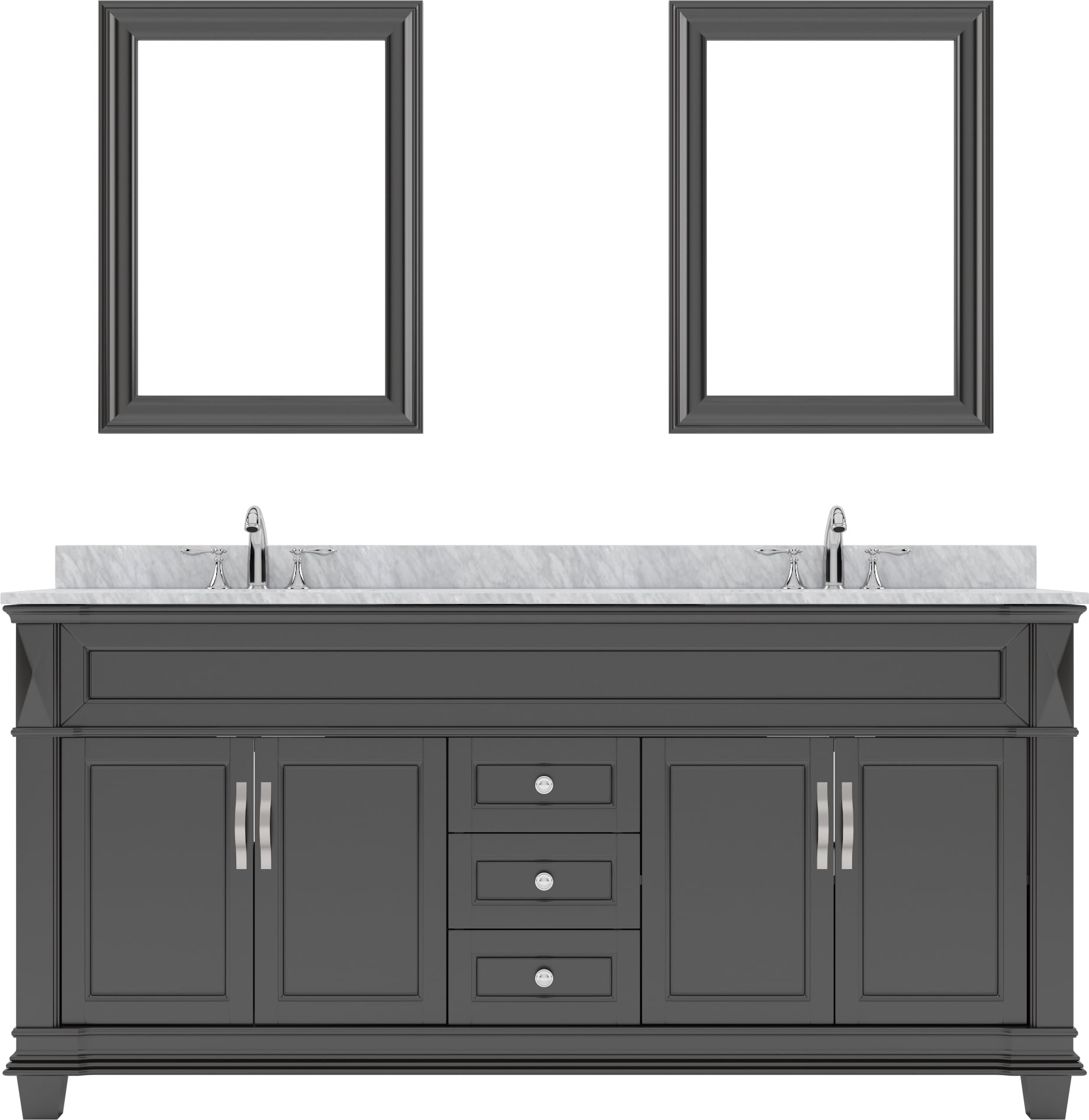 Victoria 72" Double Bath Vanity in Espresso with White Marble Top and ...