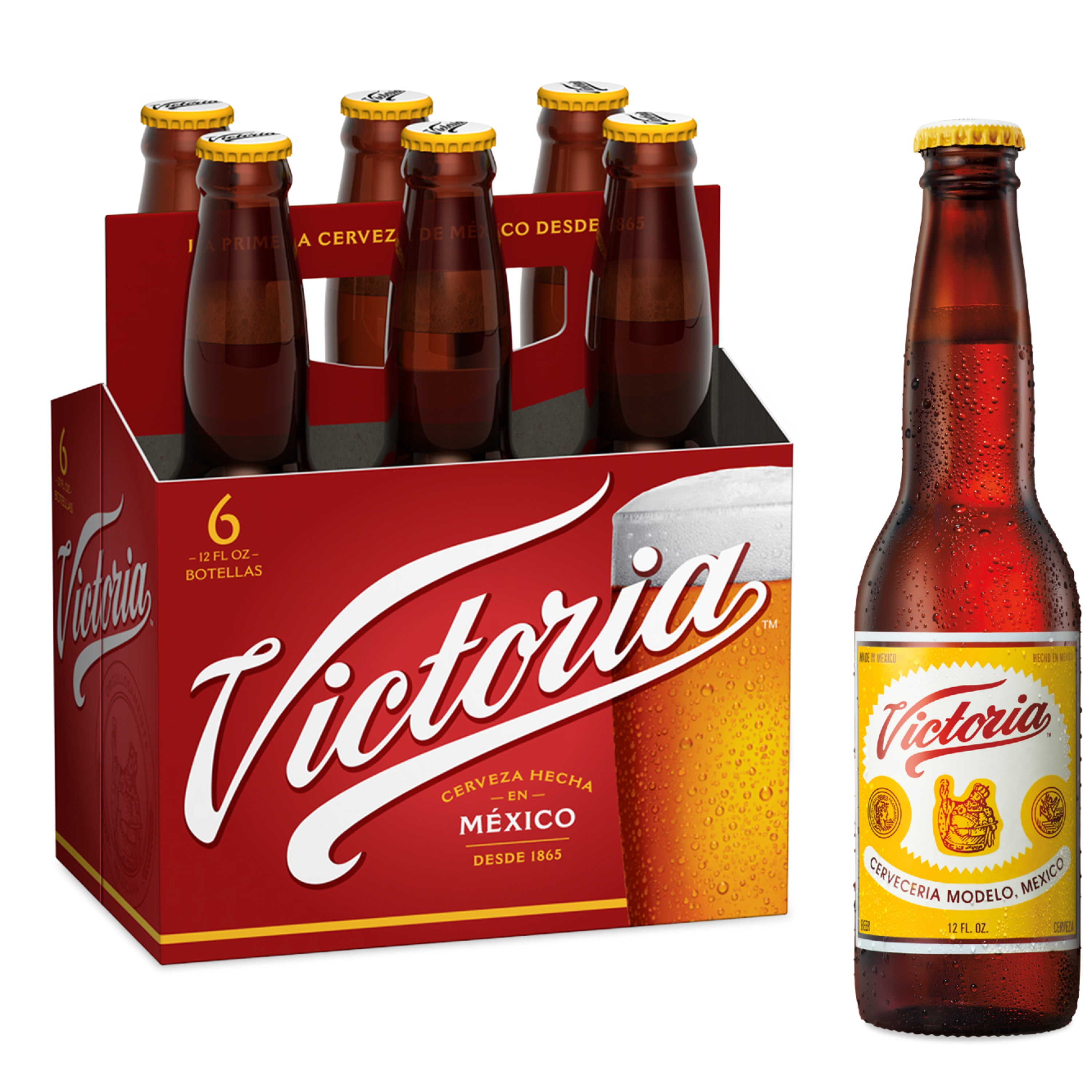 Victoria Amber Lager Mexican Import Beer, 6 Pack Beer, 12 fl oz Bottles, 4 ABV