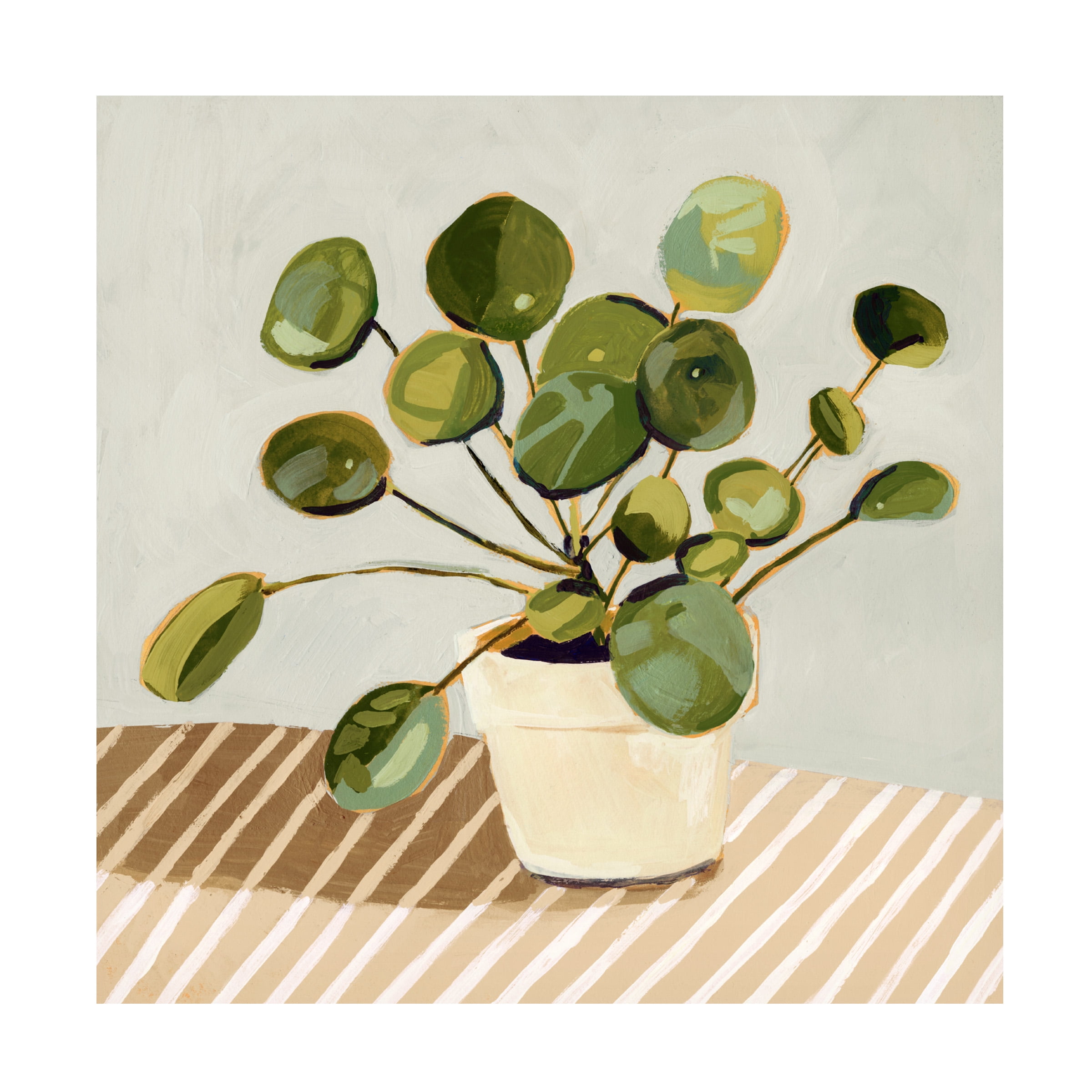 Victoria Barnes 'Plant on Stripes I' Canvas Art
