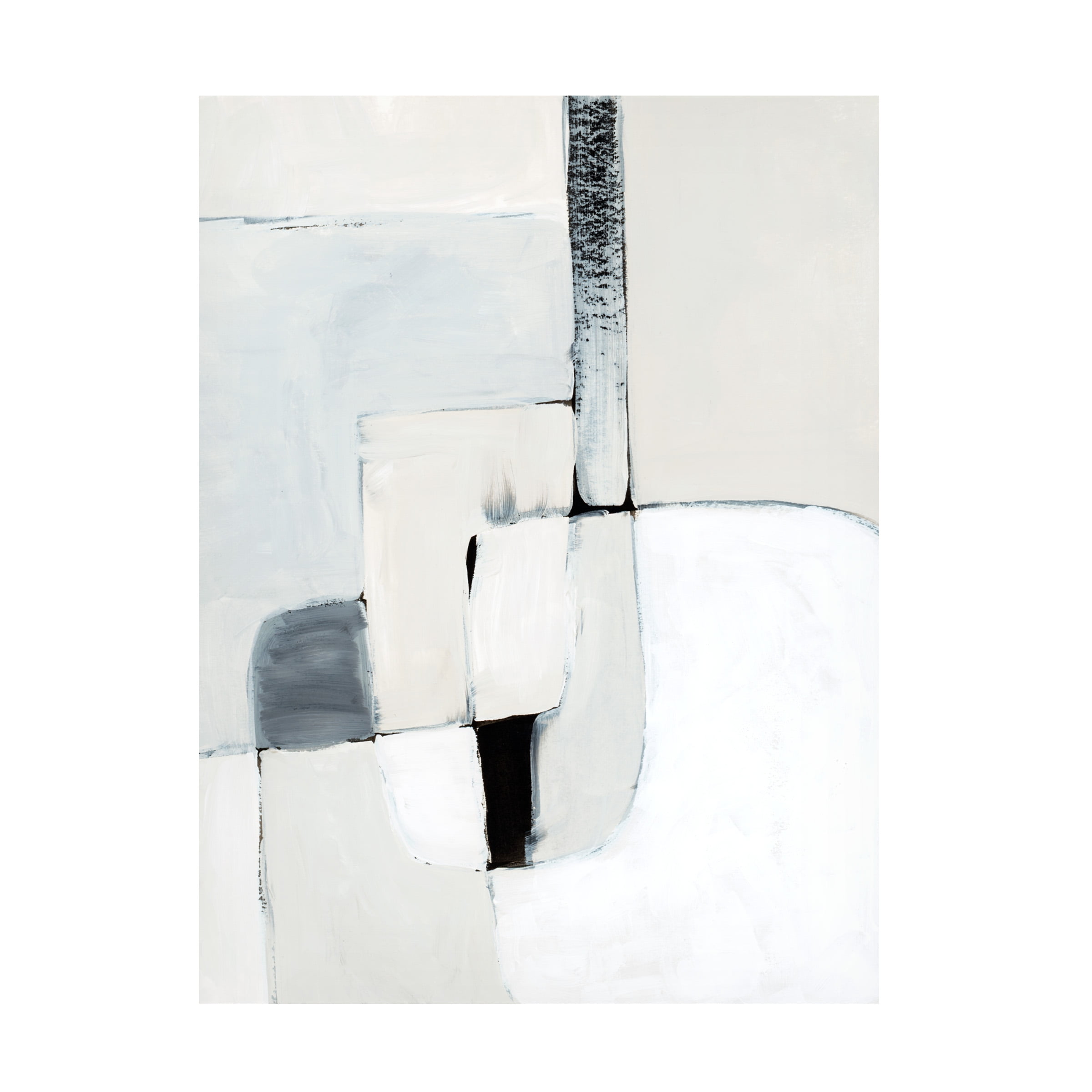 Large White and Gray Abstract Canvas Art