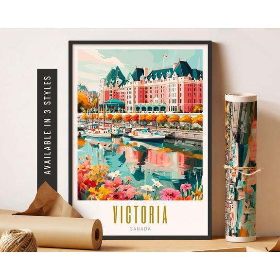 Victoria Bc Canada Poster Travel City Art Victoria British Columbia Wall Art Poster Trendy Destination City Art Wall Decor Home Decor, 8x12 UNFRAMED