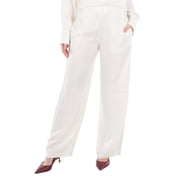 Victoria Beckham Monogram-Jacquard Wide-Leg Trousers, Brand Size 4 (US Size 0)
