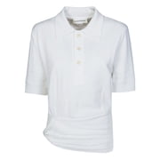 Victoria Beckham White Ribbed Fitted Polo Shirt Women's