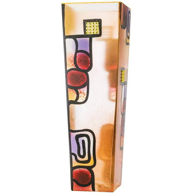Victoria Bella 12" Decorative Vase, Mozaic Gold, European Glass with a Handmade Unique Pattern