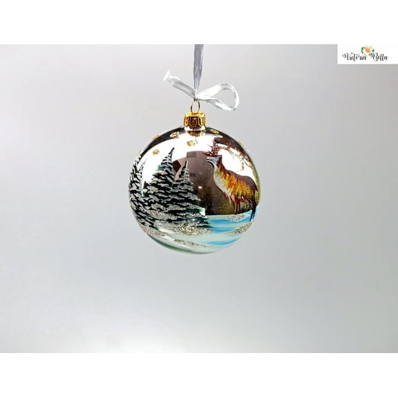 Victoria Bella 4-inch Hand-Painted Glass Mirror Patterned Christmas Ball