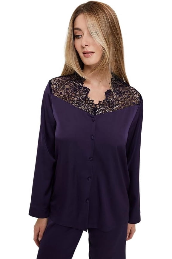 MILAVITSA-9231 Women's pajama jacket with long sleeves, buttons, viscose, DESIRE series, Color: Space, Size L