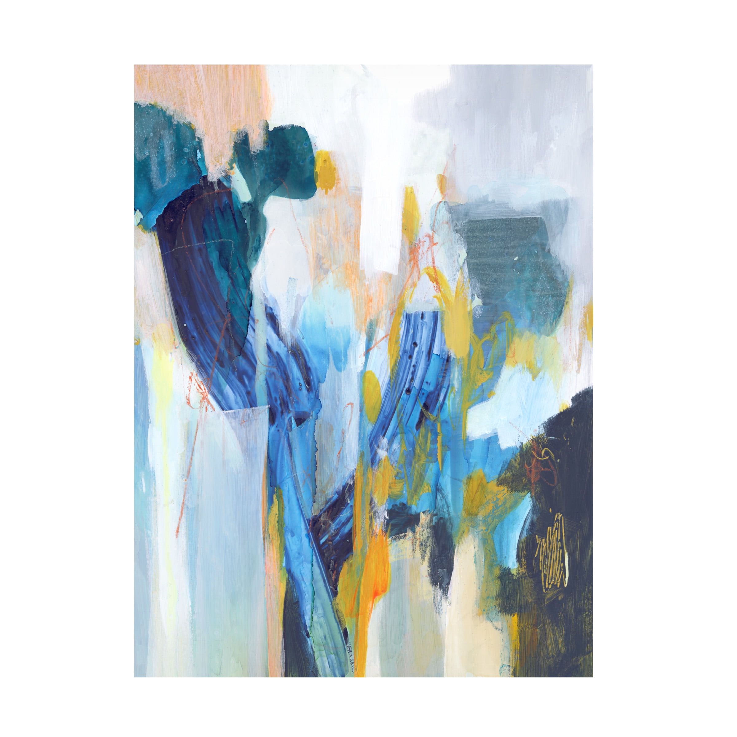 Victoria Borges Abstract Blue and Tan Canvas Art, 14 x 19 Inches