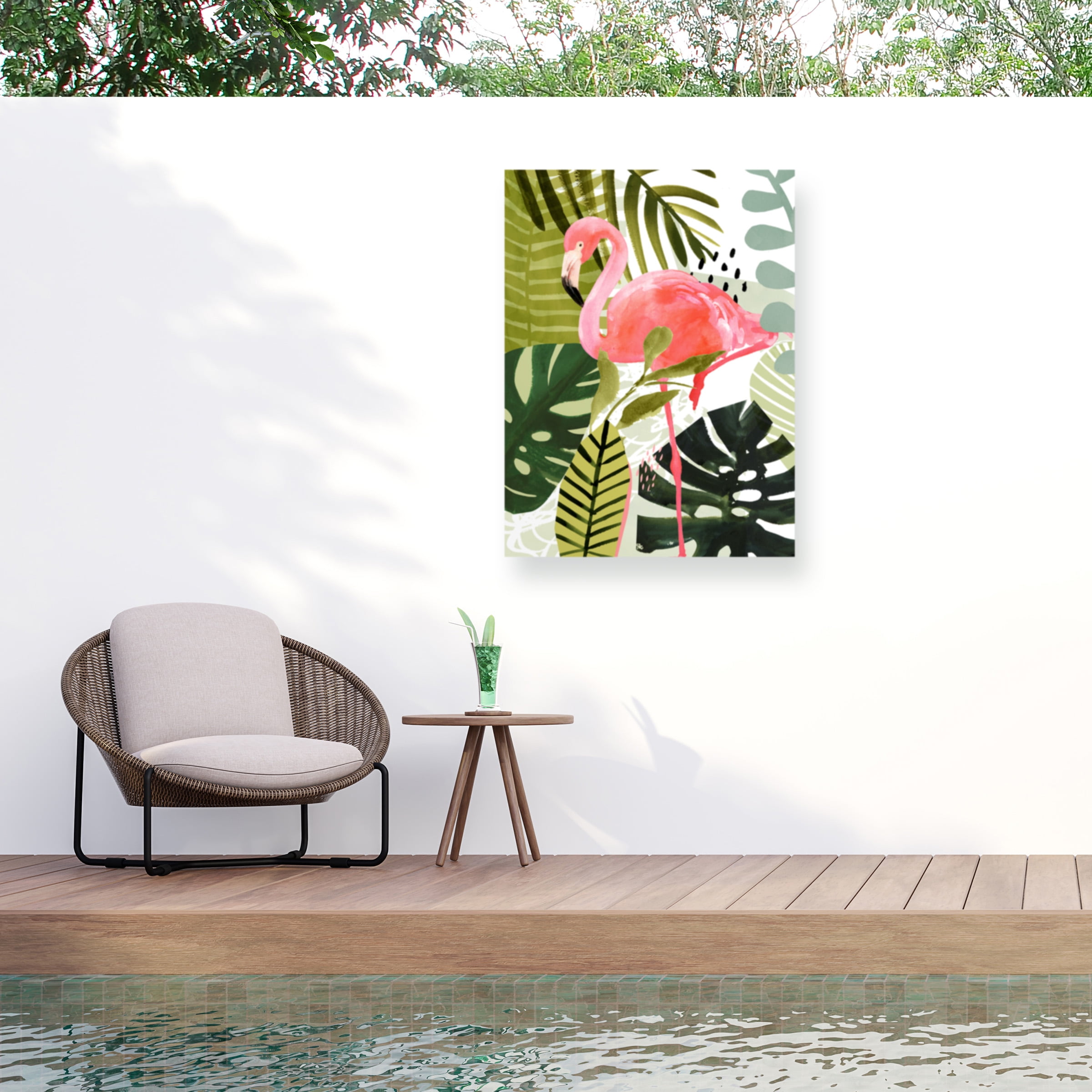 Victoria Borges 'Flamingo Forest I' Outdoor Canvas 19x19