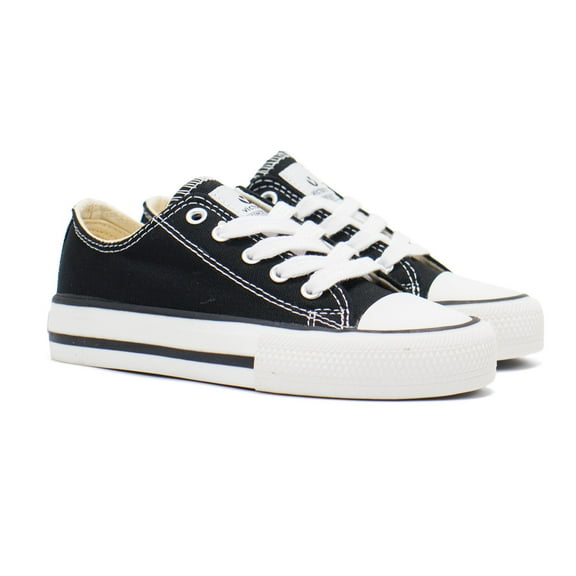 Victoria Boys Tribu Canvas Low Top Lace-Up Sneakers, Black,13 M US