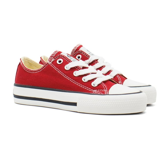 Victoria Boys Tribu Canvas Low Top Lace-Up Sneakers, Carmin,1 M US