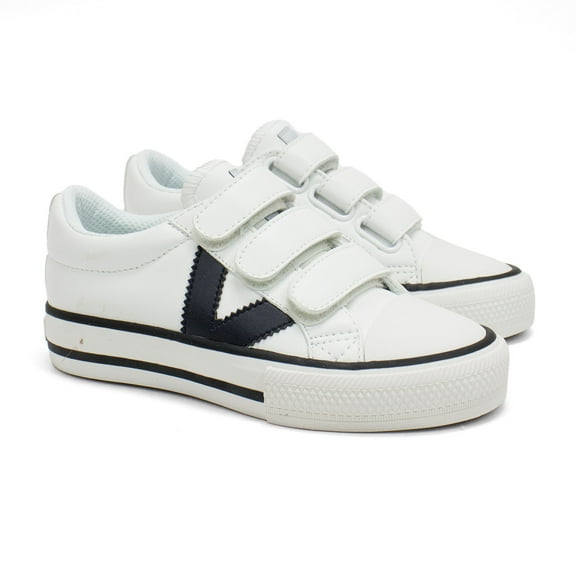 Victoria Boys Tribu Contrast Faux Leather Straps Sneaker, White,1 M US