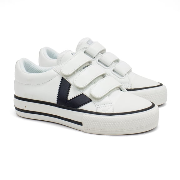 Victoria Boys Tribu Contrast Faux Leather Straps Sneaker, White,11 M US
