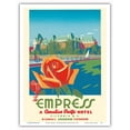 thumbnail image 1 of Victoria Canada - The Empress Hotel - a Canadian Pacific Hotel - Vintage Travel Poster by Peter Ewart c.1950 - Master Art Print (Unframed) 9in x 12in, 1 of 4