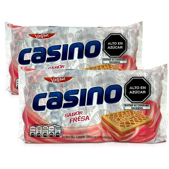 Victoria Casino Galleta Vainilla Sabor Fresa 258g | Vanilla Peruvian Cookies With Strawberry Cream 2 Pack
