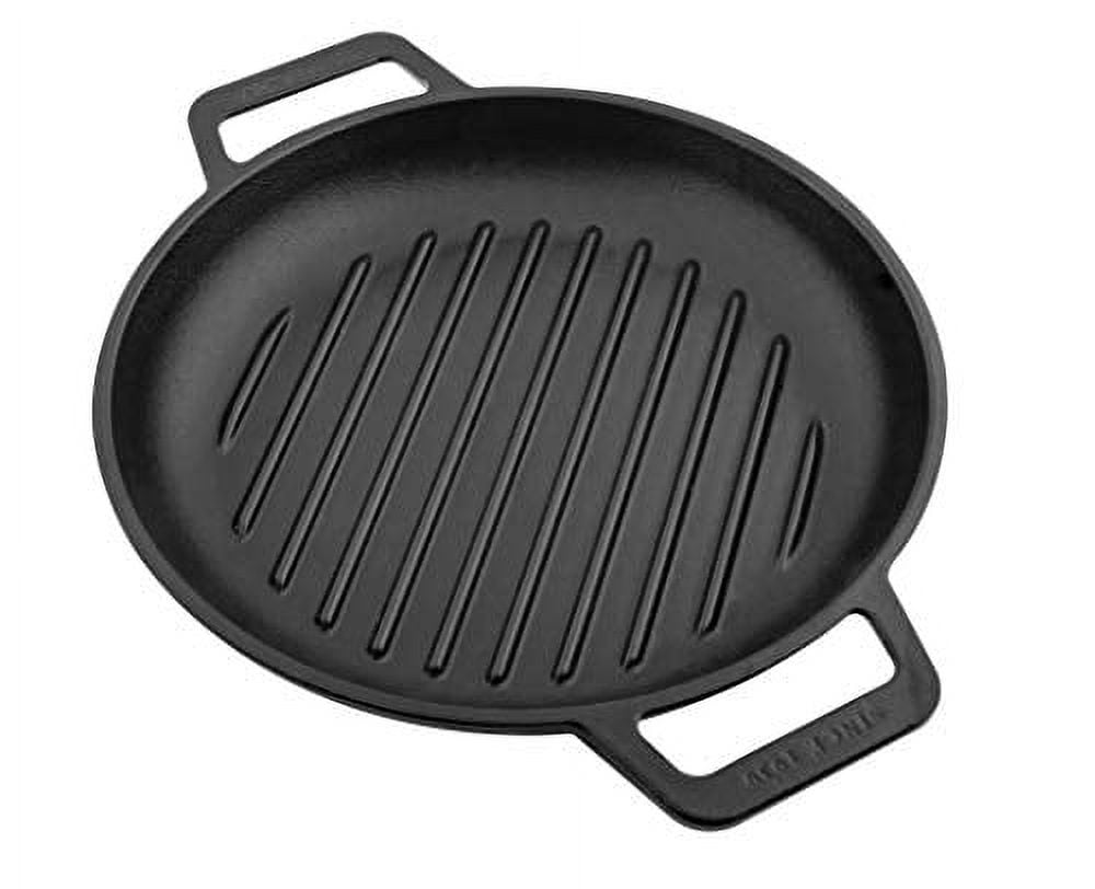 Victoria Gdl-185 Comal Griddle Seasoned 10 inch 2 Side Handles Seasoned Cast Iron Black