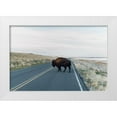 thumbnail image 1 of Victoria, Chelsea 32x23 White Modern Wood Framed Museum Art Print Titled - Bison Crossing, 1 of 4