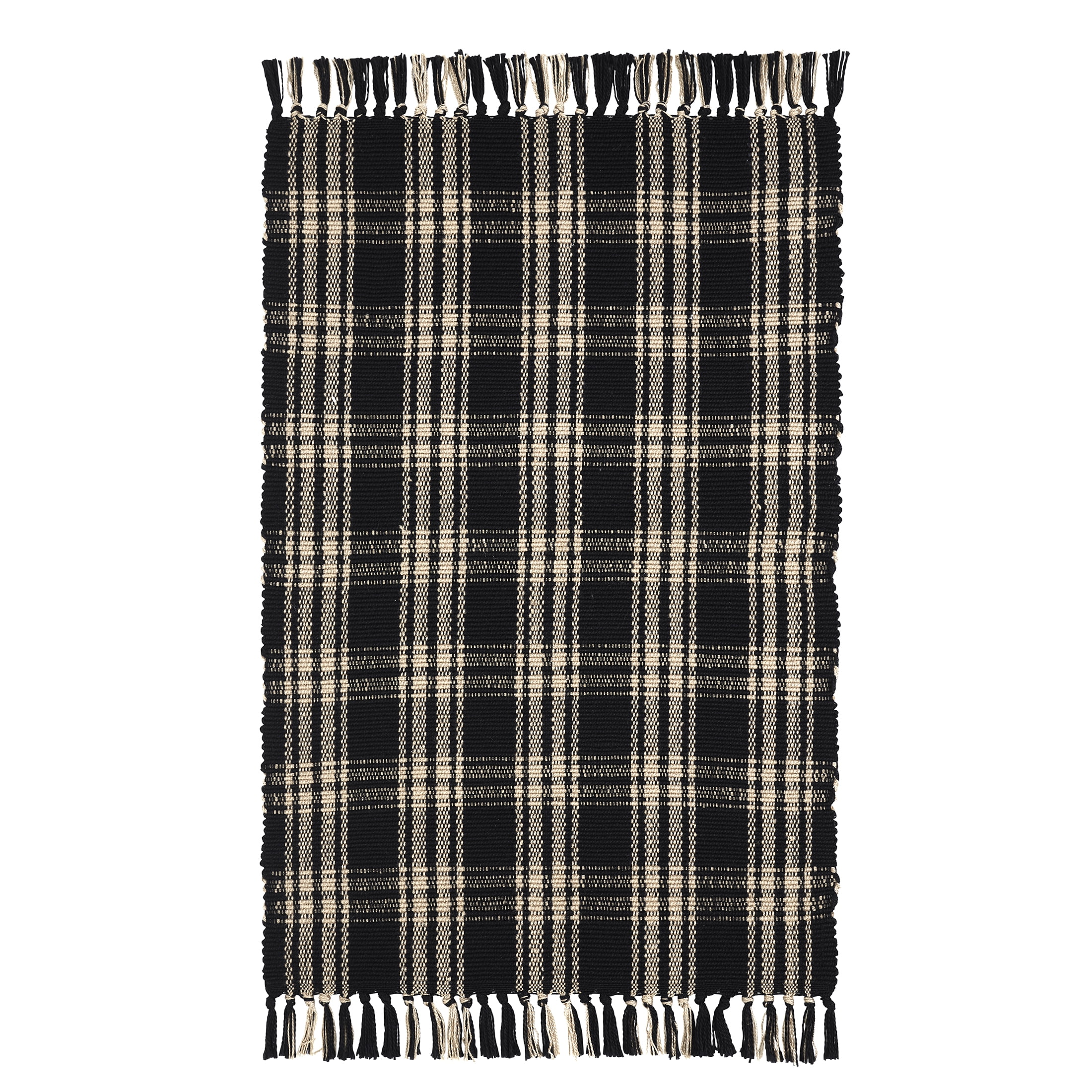 My Texas House Halloween Black Plaid Indoor/Outdoor Layering Rug, 38" x 58"