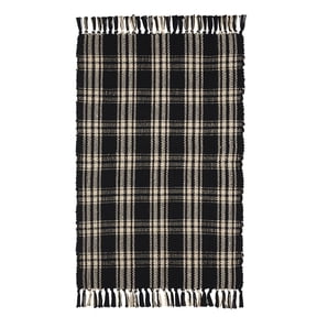 My Texas House Halloween Black Plaid Indoor/Outdoor Layering Rug, 38" x 58"