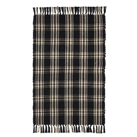 My Texas House Halloween Black Plaid Indoor/Outdoor Layering Rug, 38" x 58"