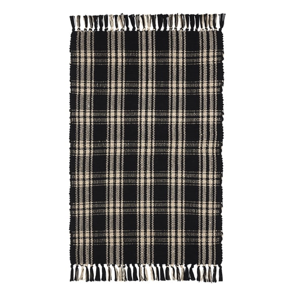 My Texas House Halloween Black Plaid Indoor/Outdoor Layering Rug, 38" x 58"