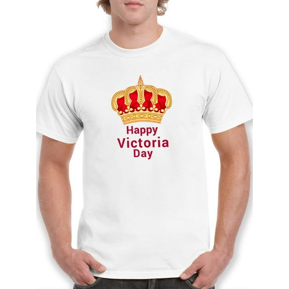 Victoria Day Crown W Red Text T-Shirt Men -Image by Shutterstock, Male Medium