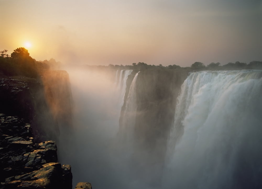 Victoria Falls At Dusk Canvas Art - Ian Cumming Design Pics (36 x 26)