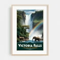 thumbnail image 1 of Victoria Falls Poster: The Smoke That Thunders - Victoria Falls Matabeleland North Province Zimbabwe Illustration Waterfall Travel Poster Wildlife Nature Oak Framed Wall Art Print 24 x 36 inches, 1 of 59
