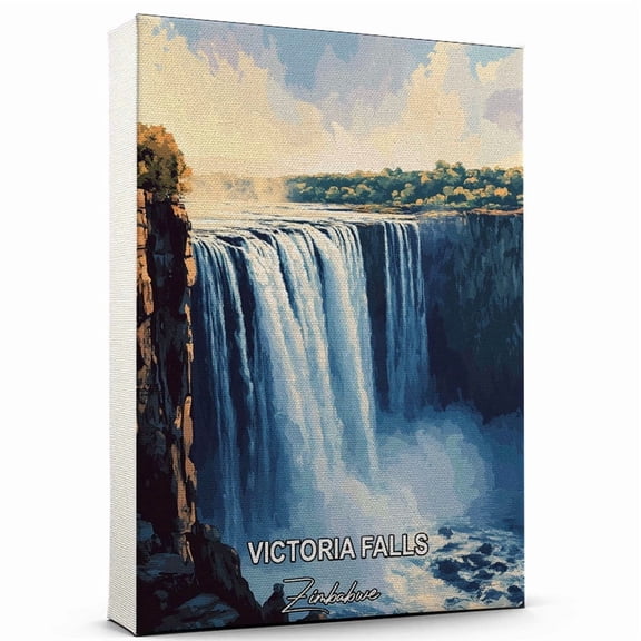 Victoria Falls Travel Canvas Wall Art – Zimbabwe Canvas – A Scenic Artwork That Evokes Calmness, Wanderlust, and Connection with the World