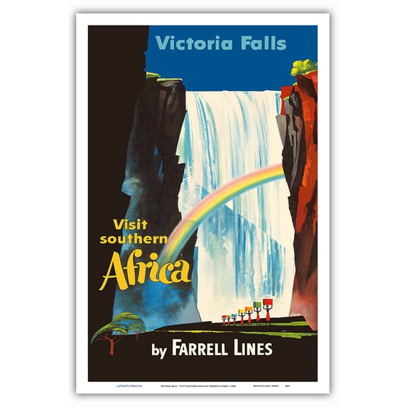 Victoria Falls - Visit Southern Africa - Farrell Lines - Vintage Ocean Liner Travel Poster by Frederick Siebel c.1948 - Master Art Print (Unframed) 12in x 18in