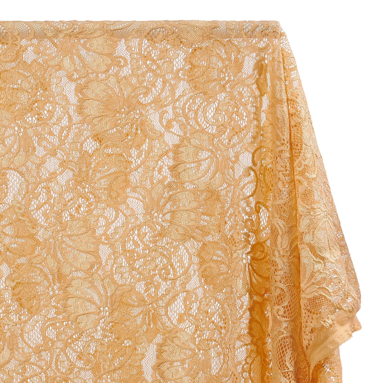 Victoria Floral Polyester Stretch Sheer 58/60 Inch Lace Fabric By The Yard - For Sewing Apparel & Accessories - Banana (10 Yards)