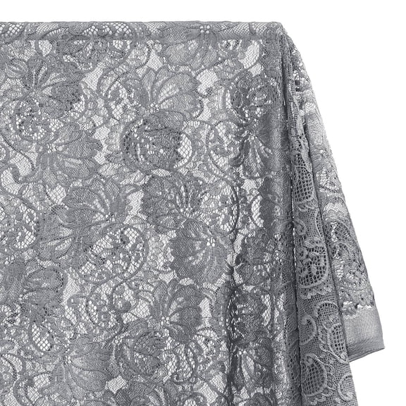 Victoria Floral Polyester Stretch Sheer 58/60 Inch Lace Fabric By The Yard - For Sewing Apparel & Accessories - Grey (5 Yards)
