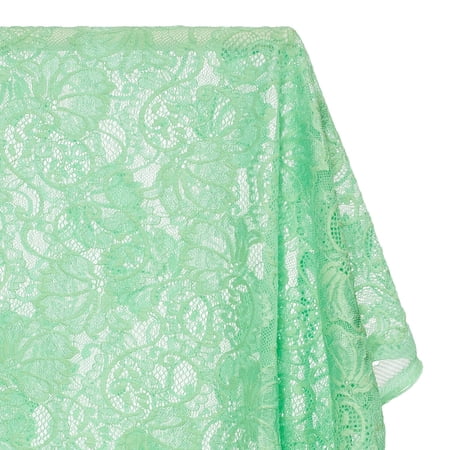 Victoria Floral Polyester Stretch Sheer 58/60 Inch Lace Fabric By The Yard - For Sewing Apparel & Accessories - Mint (10 Yards)