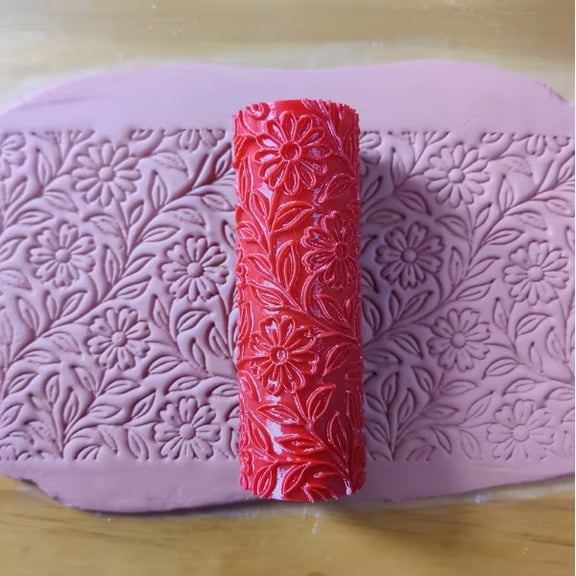 Victoria Garden Daisy Meadow Texture Roller for Polymer Clay and Ceramic Pottery - Embossing Tool for Jewelry Making and Craft Projects