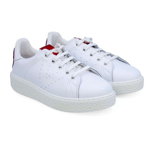 Victoria Girls Casual Leather Shoes, White \ Red Star,11.5 M US