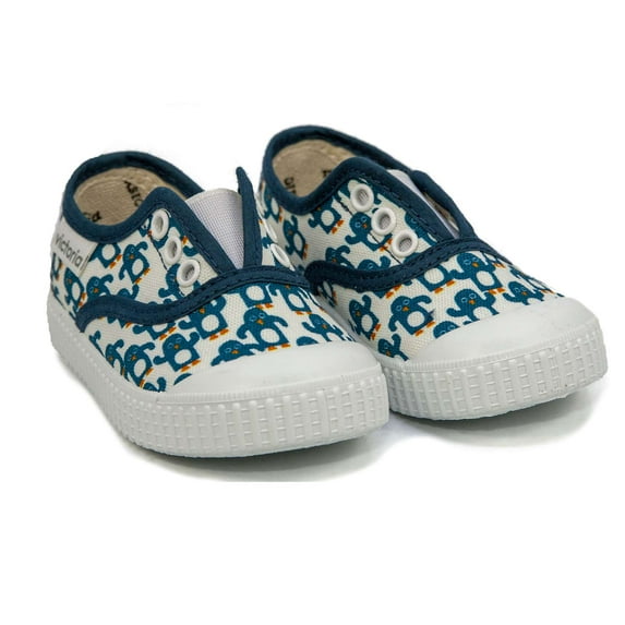 Victoria Girls Slip On Canvas Shoes, Blue \ White,2 M US
