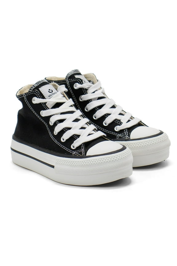 Girls Tribu Canvas High-Top Platform Trainers, Black,1 M US