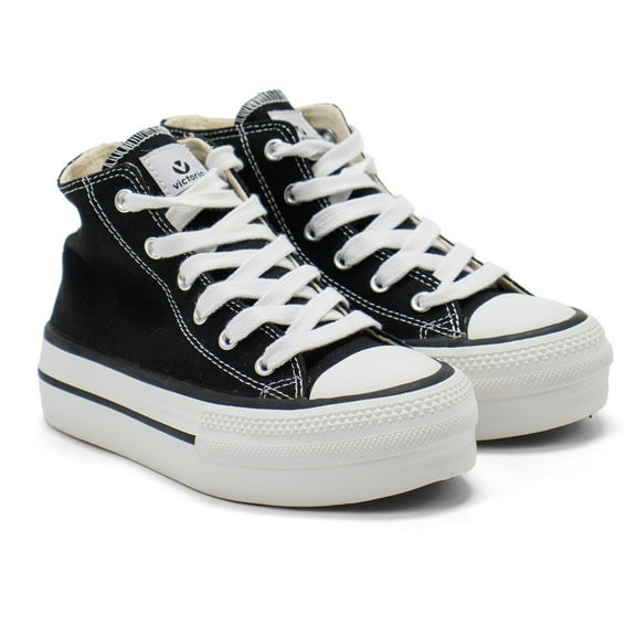 Victoria Girls Tribu Canvas High-Top Platform Trainers, Black,1 M US