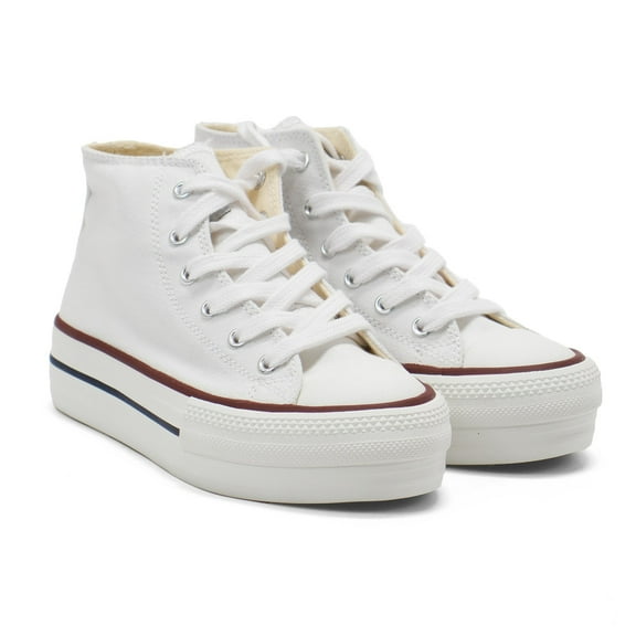 Victoria Girls Tribu Canvas High-Top Platform Trainers, White,13 M US