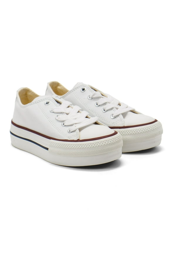 Girls Tribu Canvas Platform Trainers, White,3 M US