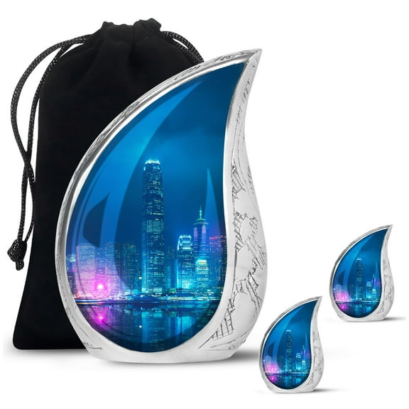 Victoria Harbour 7 Wonders Funeral Tiny Urn For Ashes Adult Male - Burial Large Urn For Ashes For Women - Handcrafted Unique Gifts For Decorative Combo 10Inch 200Lbs And 3Inch 2 Keepsake Urn