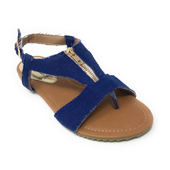 Victoria K Denim Zipper Front Sandals (Women)
