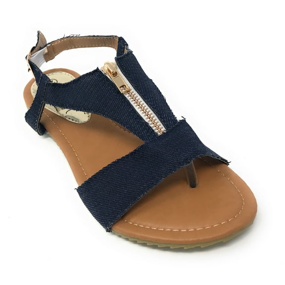 Victoria K Denim Zipper Front Sandals (Women)