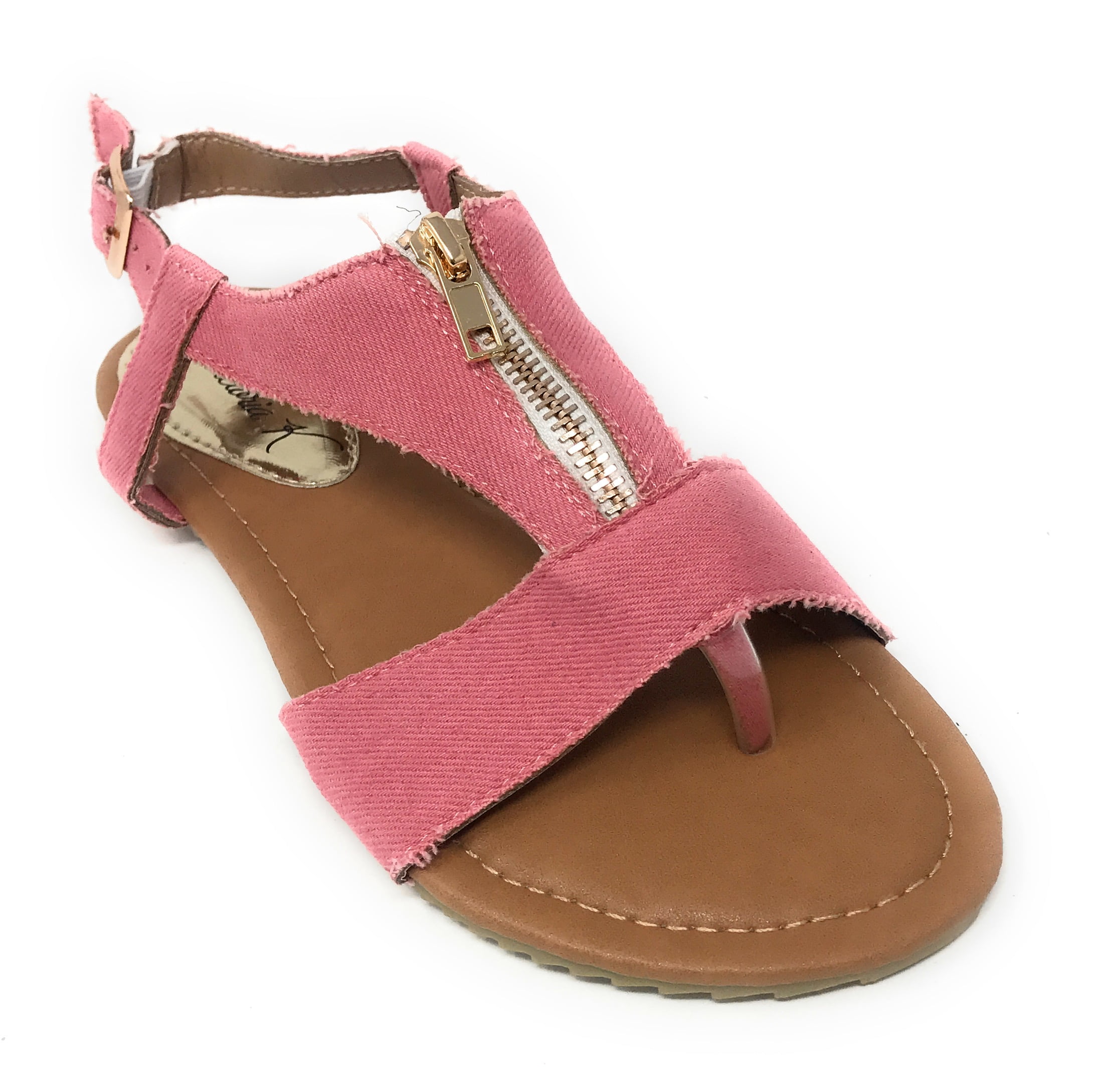Victoria K Denim Zipper Front Sandals (Women)
