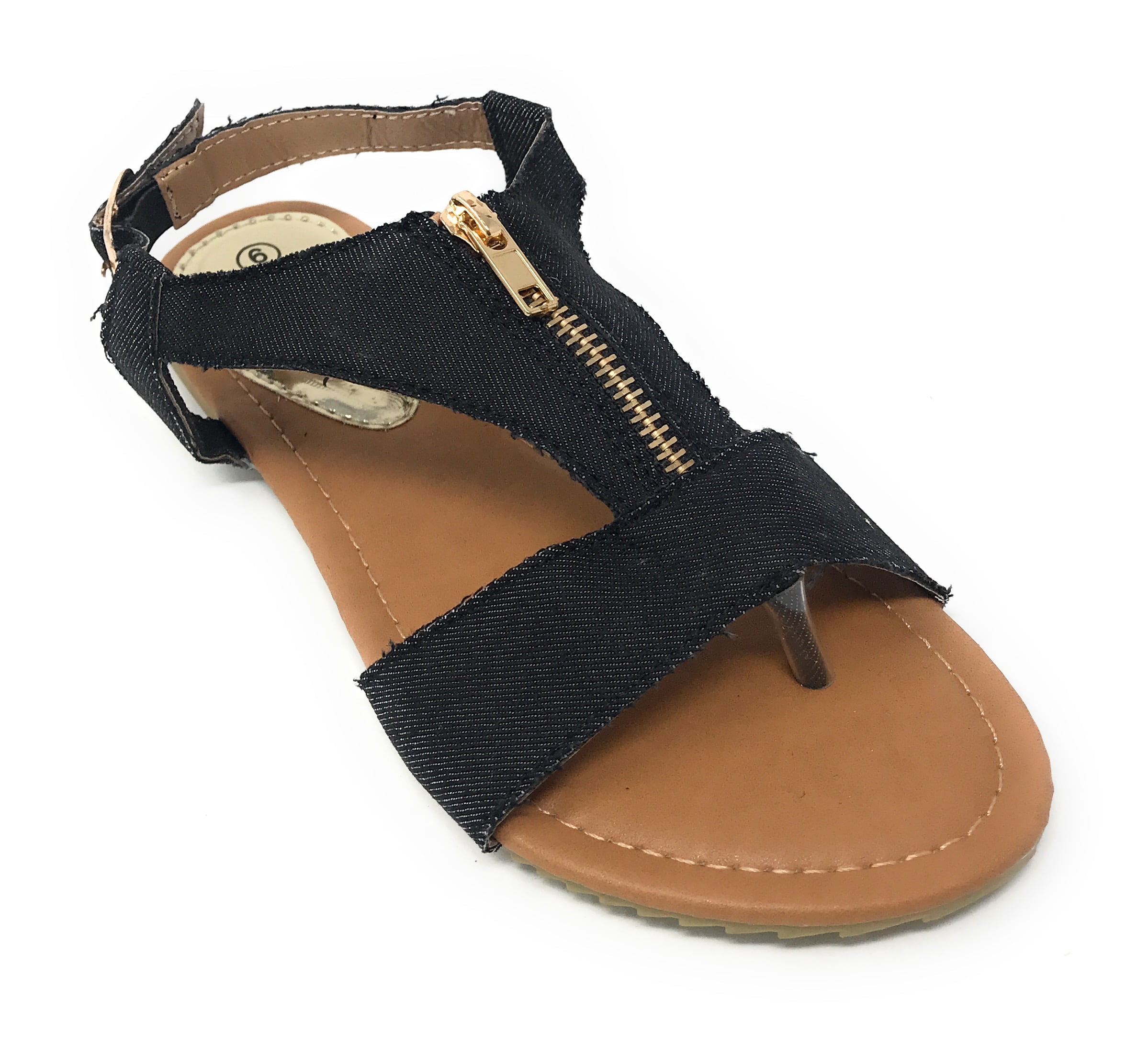 Victoria K Denim Zipper Front Sandals (Women)