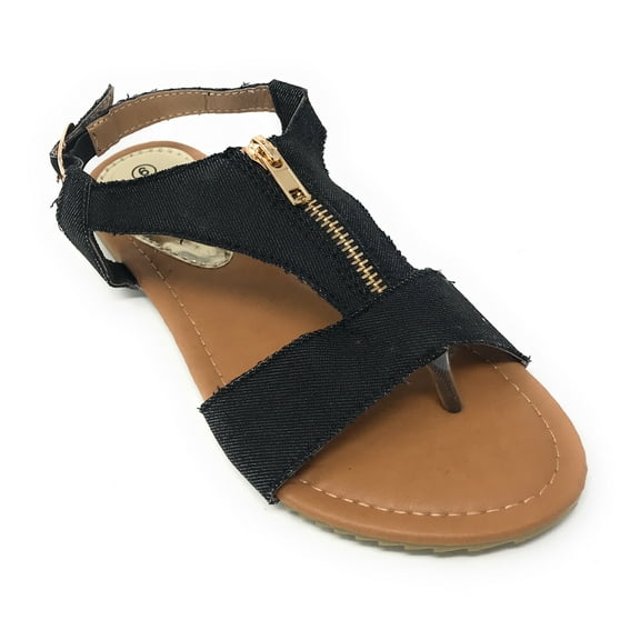 Victoria K Denim Zipper Front Sandals (Women)