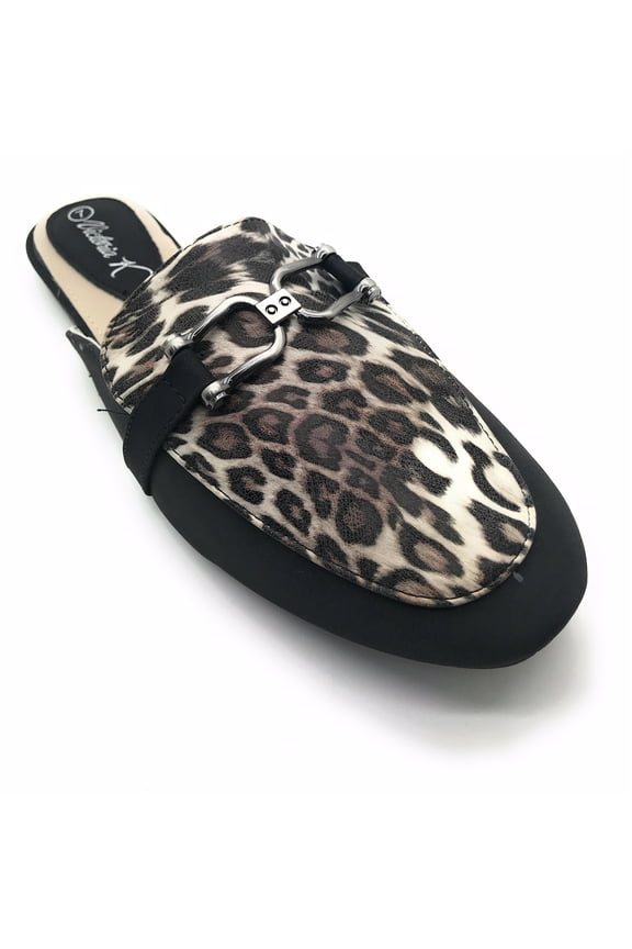 Leopard Print Slip On Mules (Women)