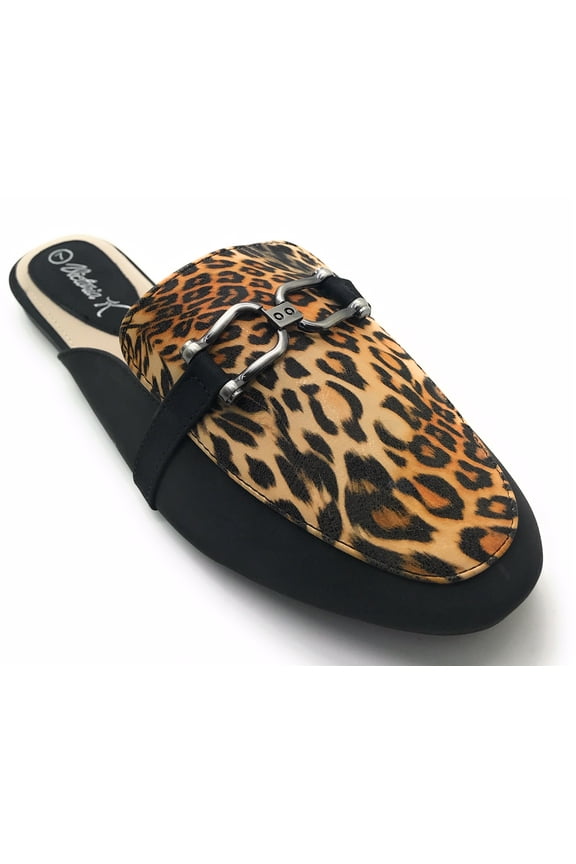 Leopard Print Slip On Mules (Women)