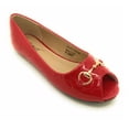 thumbnail image 1 of Victoria K Open Toe Gold Buckle Ballerina Flats (Women), 1 of 8