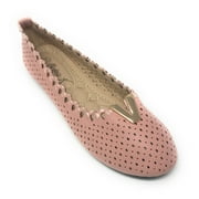 Victoria K Perforated Dot With Gold Ornament Ballerina Flats (Women)