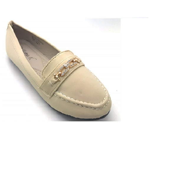 Victoria K Rhinestone Gold Link Chain With Buckle Moccasins (Women)